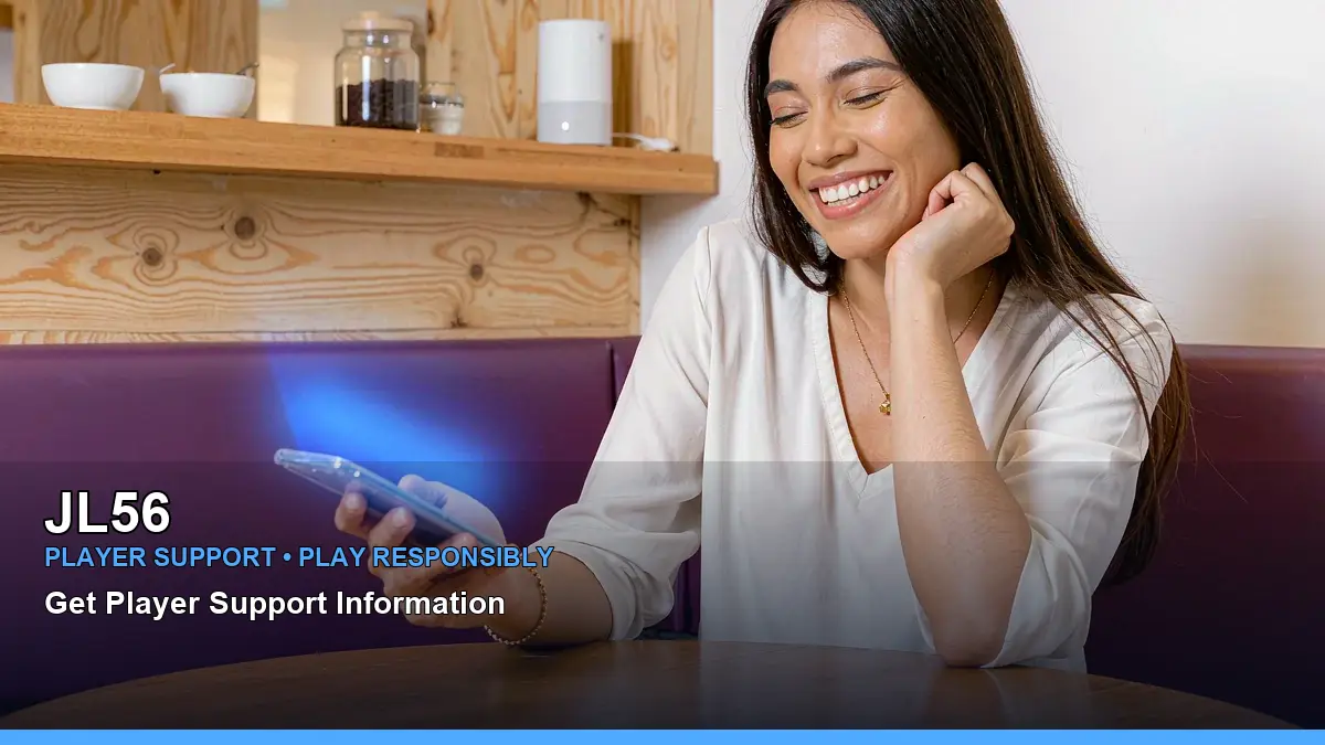 JL56 casino payment methods featuring an adult Filipina casino host with a light streams composition